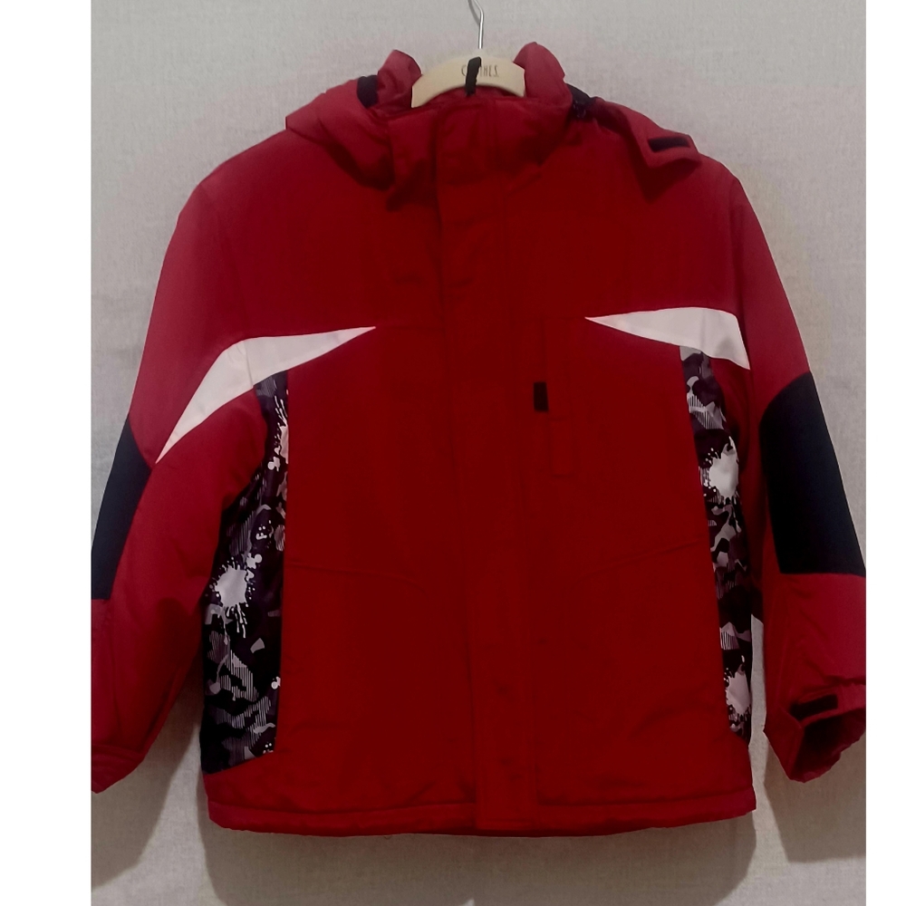 Faded Glory Kids Puffer Jacket in Red with Black and White Details